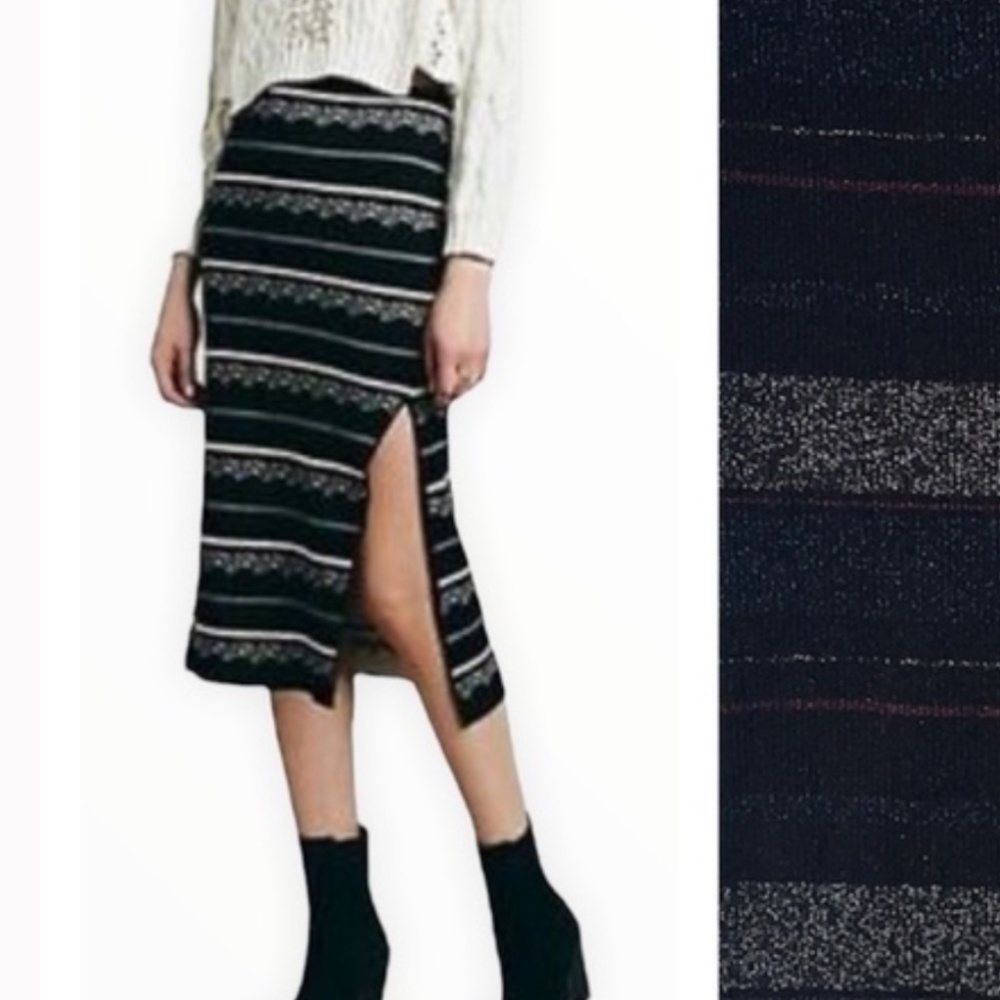 House of Harlow 1960 Sweater Maxi Skirt Metallic